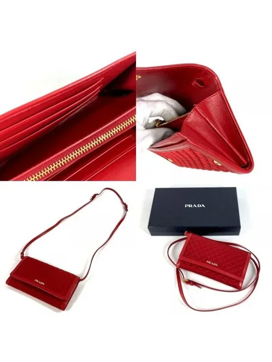 Prada Wallet Logo Quilted Nylon Red - Picture 9 of 9